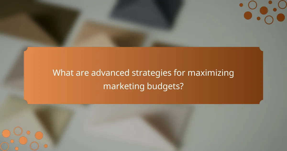 What are advanced strategies for maximizing marketing budgets?