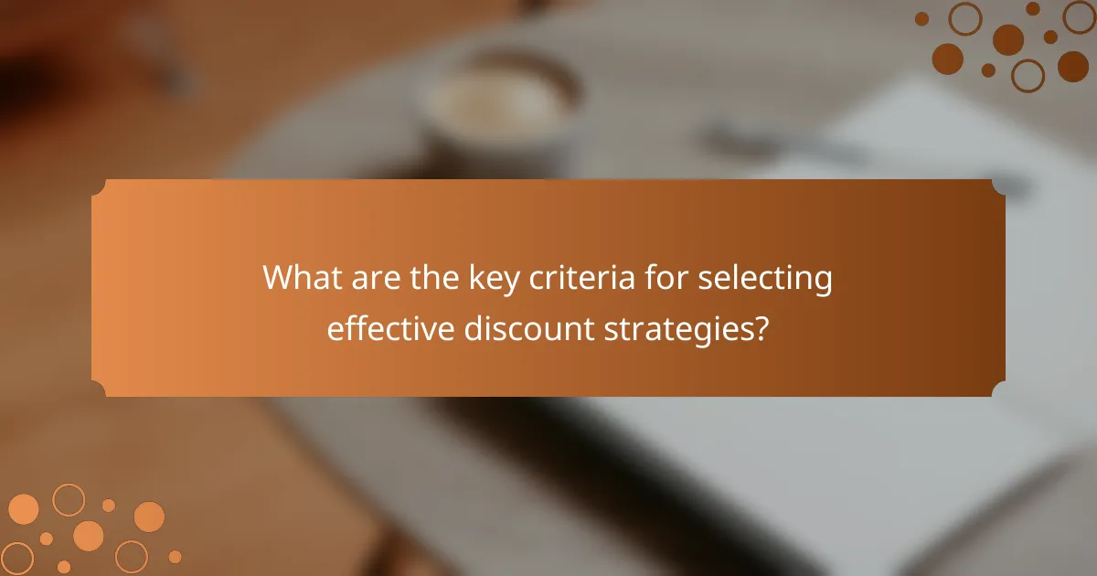 What are the key criteria for selecting effective discount strategies?